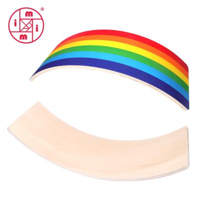 China Childrens Toys Wholesale High Quality Rainbow children indoor outdoor curved wooden Sense Training Balance Board For Kids for sale