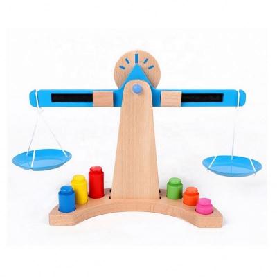 China 3+ High quality Early Children's education stacking wooden balance scales toys smooth burr free wood toy for sale