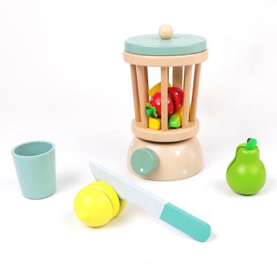 China Pretend Play Toy Set 2023 wooden children's kitchen toys simulation juicer vegetable fruit boys and girls kids early education juice extractor toys for sale