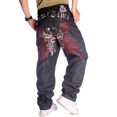 China Custom Hip Hop Dancers QUICK DRY Hiphop Oversized Jeans Tangled Cotton Loose Jeans For Men's Viable Loose Jeans for sale