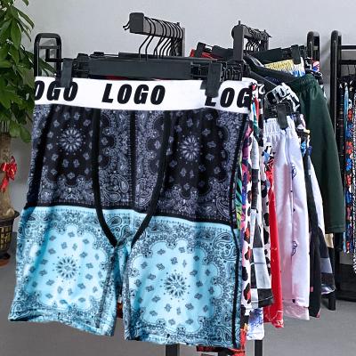 China Wholesale Custom Breathable Logo Print Polyester Boys Boxers Briefs Custom Made Shorts Plus Size Elastic Waistband Boxer For Men Underwear for sale