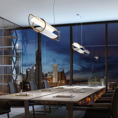 China Contemporary Nordic Modern Minimalist Creative Living Room Dining Room Metal Led Long Chandelier Pendant Light for sale