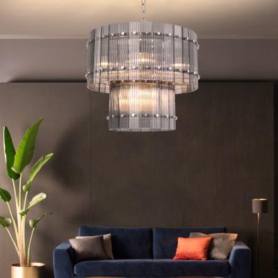 China Contemporary Modern Light Luxury Metal Glass Living Room Personality Creative Designer Metal Glass Chandelier Modern Led Pendant Light for sale