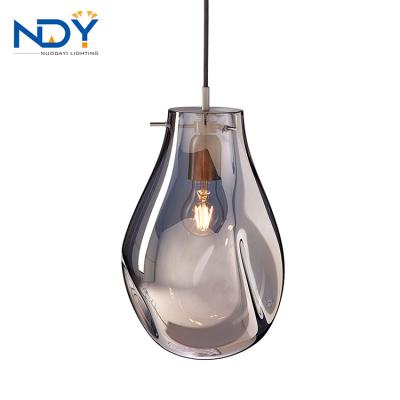 China Modern New Design Concave Glass Chandelier Lamp Laser Drop-Shape Indoor Pendant Lighting For Home for sale