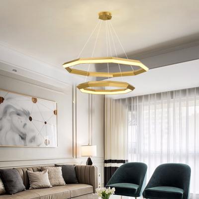 China Contemporary Modern Simple Hanging Living Room Kitchen Island Decorative Ceiling Gold Luxury Hotel Led Chandelier for sale