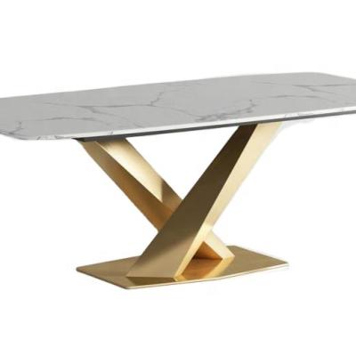 China Other can be luxury simple dining table stainless steel white marble dining table DTC010 widely used for sale