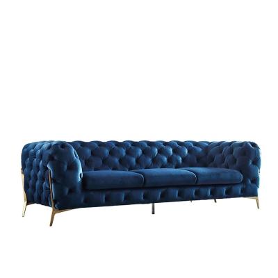 China Modern Vintage Style Super Quality Sofa Classic Sf 001 Leather Sofa Simple Modern Fabric Sofa Blue Color for sale