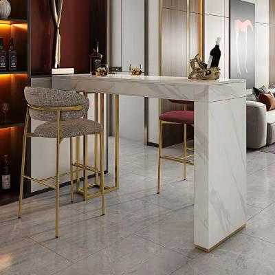 China Modern Nordic Luxury Elegant High Quality Stainless Steel Base Sintered Stone Bar Marble Top Table BT001 for sale