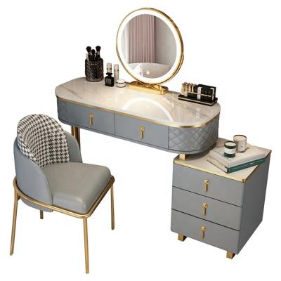 China Other Modern Dressers Luxury Design Vanity Makeup Table Stainless Steel Dressing Table With Mirror DS002 for sale