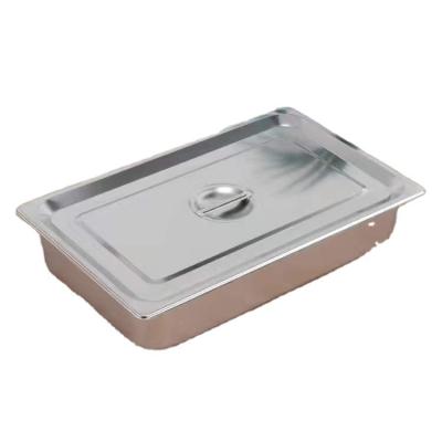 China Easily Cleaned Custom Hotel Supplies Thickened Stainless Steel Canteen Rectangular Buffet Dish Soup Mixing Basin With Cover Set for sale