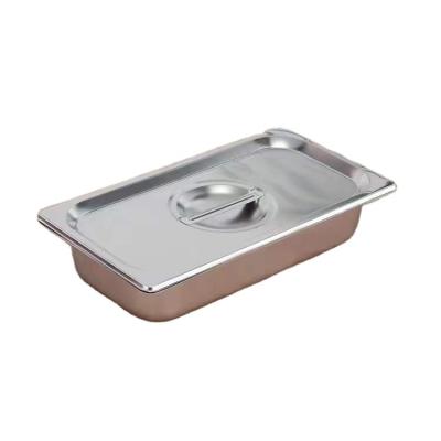 China Custom Hotel Buffet Food Equipment Hotel Supplies Thickened Stainless Steel Canteen Rectangular Buffet Dish Soup Mixing Basin With Cover Set for sale