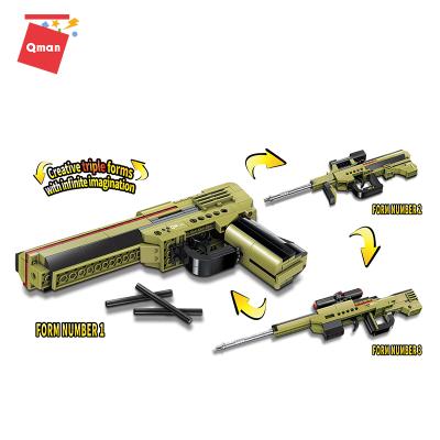 China Construction Toy Qman 202 Pieces 3 In 1Weapon Plastic Building Blocks Gun Toy For Children for sale