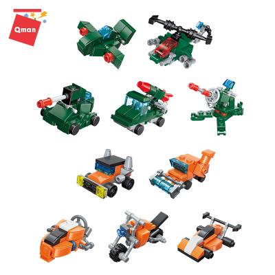 China Construction Toy Qman 10 boxes 3 in 1 series building block military diy industrial robot for sale