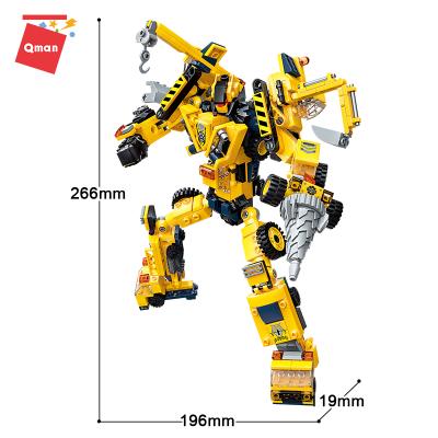 China DIY Toy Qman building block toy deformation robot mecha legoing vehicle with yellow color 6 in 1 car and robot juguetes for sale