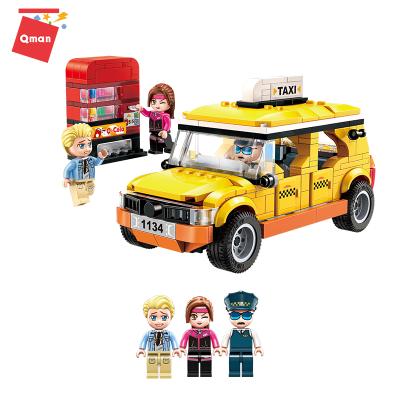 China Construction Toy Qman Yellow Taxi And Self Service Vending Machine Construction Plastic Molds For Bricks Toy for sale