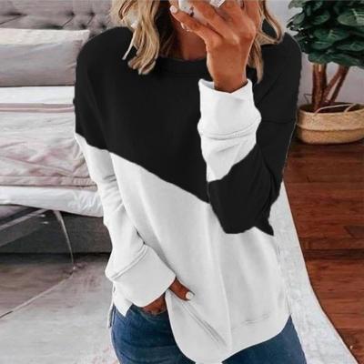 China Patchwork Colorblock Anti-Wrinkle Women's Streetwear Long Sleeve Female T-Shirt Loose Casual Female Hoodie T-shirt for sale