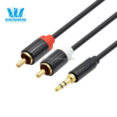 China For the 3.5mm aux VCR. to 2 RCA Stereo Audio Cable, RCA Y Splitter Cord Audio Adapter Cables Audio Interface Gold Black PVC (or as requested) for sale