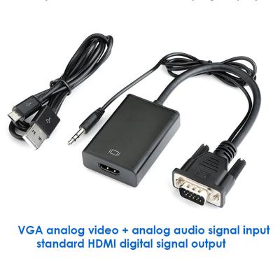 China PC VGA to HDMI Cable Converter Adapter with 3.5mm Audio Cable for TV PC Laptop Monitor for sale