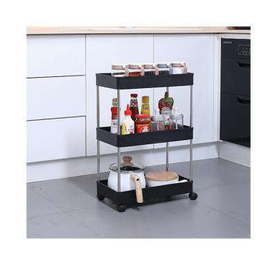 China 3 Tier Kitchen Trolley Storage Rack Metal 201stainless pp Organizer Storage Rack For Steel Kitchen for sale