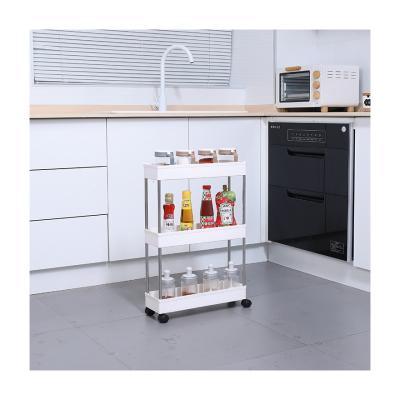 China Hot Sale 3 Tier Kitchen Storage Rack Cart Kitchen Cart White Organizer With Wheels for sale