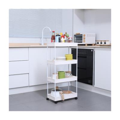 China Floor-to-ceiling rack stocked home multi-layer removable removable four-storey kitchen storage floor rack for sale