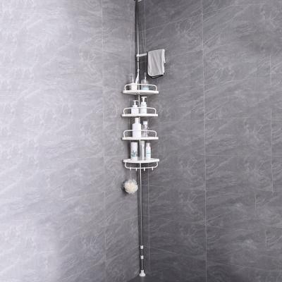 China Factory Sale Four-Layer Storage Shower Stainless Steel Beamed Storage Telescopic Multifunctional Corner Standing Type Bathroom for sale