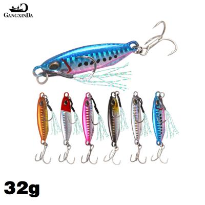 China Jig 7g 14g 21g 30g 40g 7 Colors Metal Lead Shore Artificial Lure Isca Luminous Casting Sea Lead Spoon Groundbait Casting Groundbait for sale