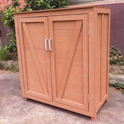 China Rot Resistant Outdoor Wooden Garden Tool Plastic Composite Storage Cabinet for sale