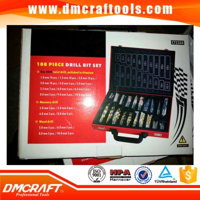 China 108pcs combination hss twist,masonry,wood drill bit set for sale