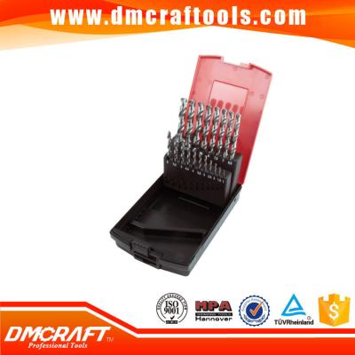 China 19pcs DIN338 hss twist drill bits set with rose plastic box for sale