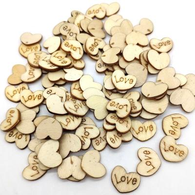 China Europe Heart Confetti Wedding Wood Pieces For Various Crafts Wholesale Custom Laser-Cut Wood Buttons LOVE Hearts Party Wedding for sale