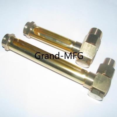 China NPT Brass Oil Level sight Gauges Male BSP thread G1/8 1/4 3/8 1/2 G3/4 1 inch with quartz glass tube GM-BG38 GM-BG12 for sale