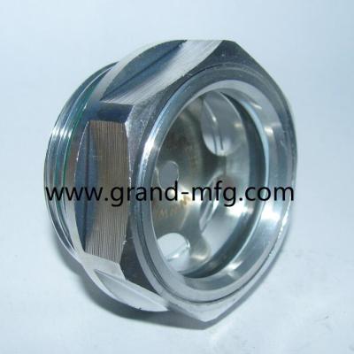 China BSP de hilo G de tipo masculino soplador personalizado de aluminio anteojos de visualización de nivel de aceite con vidrio de 3 mm Aluminio anteojos de visualización de nivel de aceite con Viton O-Ring y reflector de acero inoxidable adecuado para diversas aplicaciones en venta