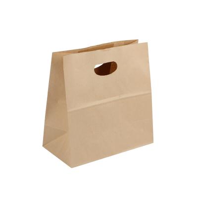 China Food Grade Kraft Paper Bags Disposable Custom Printed Strengthen Firmly Handle for sale