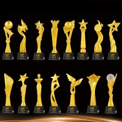 China Factory Direct Selling Resin Crystal Gold Plated Crystal Memorial Gift Trophy Honorary Award for sale