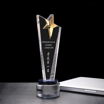 China High Quality Sports Events Wholesale K9 Crystal Star Award Craft Custom Crystal Glass Award Trophy For for sale