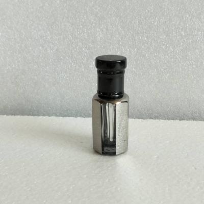 China Wholesale 3ml 6ml 12mlAttar Personal Care Arabic Bottles Black Coated Octagonal Shape Perfume Glass Bottle With Glass Stick for sale