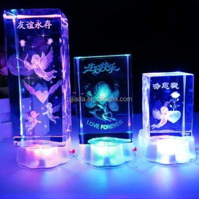 China China Wholesale Led Light Base 3d Laser Customized Logo Crystal Cube for sale