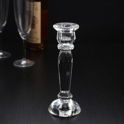 China Europe Crystal Glass Candle Holder Table Centerpieces Wedding Pillar Crystal Candlestick for sale