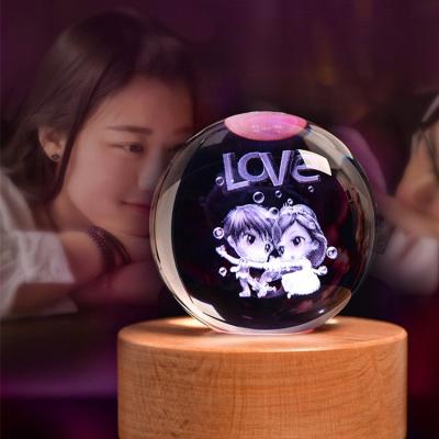 China Global wholesale wooden crafts crystal ball bluetooth music box valentine gift decoration for sale