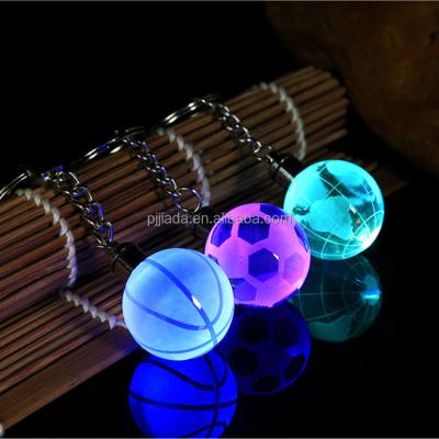 China China Customized Globe Soccer Basketball Ball Shape With Led Light Crystal Keychain for sale