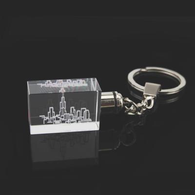 China High Quality Business Promotional Gifts Personalized 3D Laser Custom Logo Lead Crystal Key Chain for sale