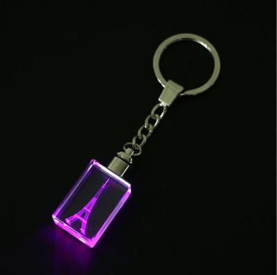 China High Quality Customize 3D Laser Crystal Picture Engraved Key Chain For Personalized Gifts for sale