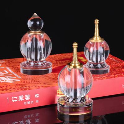 China Small Crystal Glass Waterdrop Clear Europe Tower Stupa Buddhist Model Sculpture Relic Tibetan Buddhism Treasure Decor Gift for sale