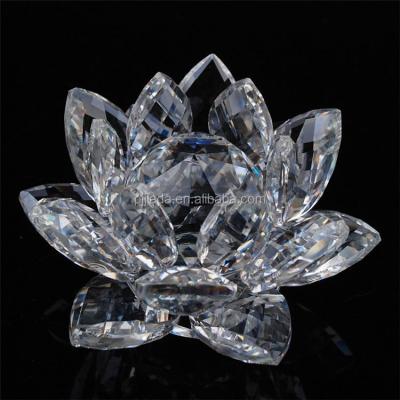 China Custom Feng Shui Religious Decoration Europe Temple Artificial White Crystal Lotus Flower Paperweight for sale