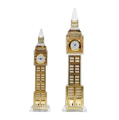 China Europe Crystal Metal Model Souvenir Unique 3D Cut Famous Big Ben London Building Model Decoration for sale