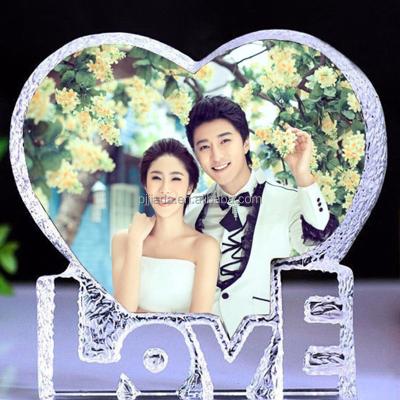 China China top selling fashion love shape funny crystal sublimation photo frame for wedding gift for sale