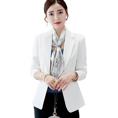 China 2021 Autumn Winter Femenino Solid White Blazer Lady Office Work Pocket Breathable Long Sleeve For Women for sale