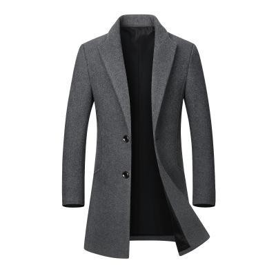 China 2021 Fashion Autumn Winter Erkek Turkey Fur Plus Size Thin Wool Long Gray Trench Coat For Men for sale