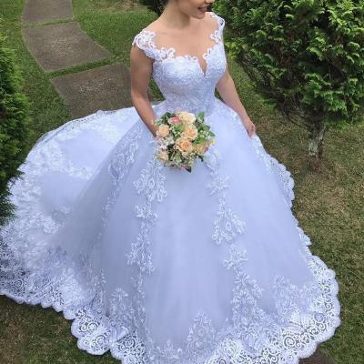 China New anti-static luxury wedding dress 2022 wedding dress elegant tow modest wedding dress for sale